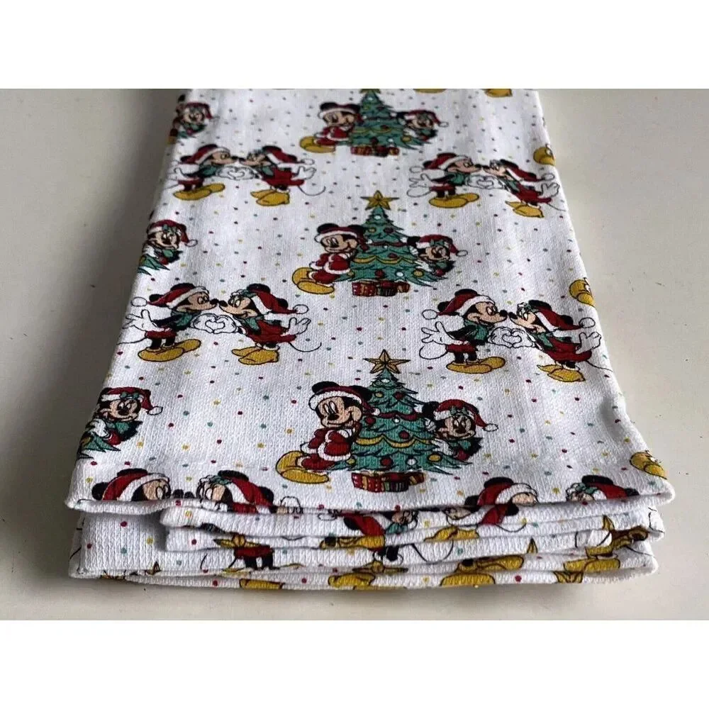 2 Pack Disney‎ Mickey and Minnie Mouse Christmas Tree Kitchen Towels Holiday NEW